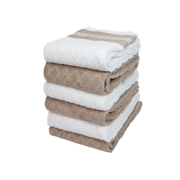 Monarch Brands Premier Kitchen Towels, Diamond Pattern - Tan, 6PK P-SC-KT6-DMTAN - main